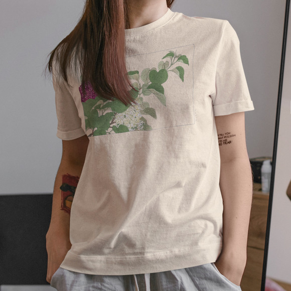 Japanese Pink White Lilac Flowers Tee - Picture 5 of 5